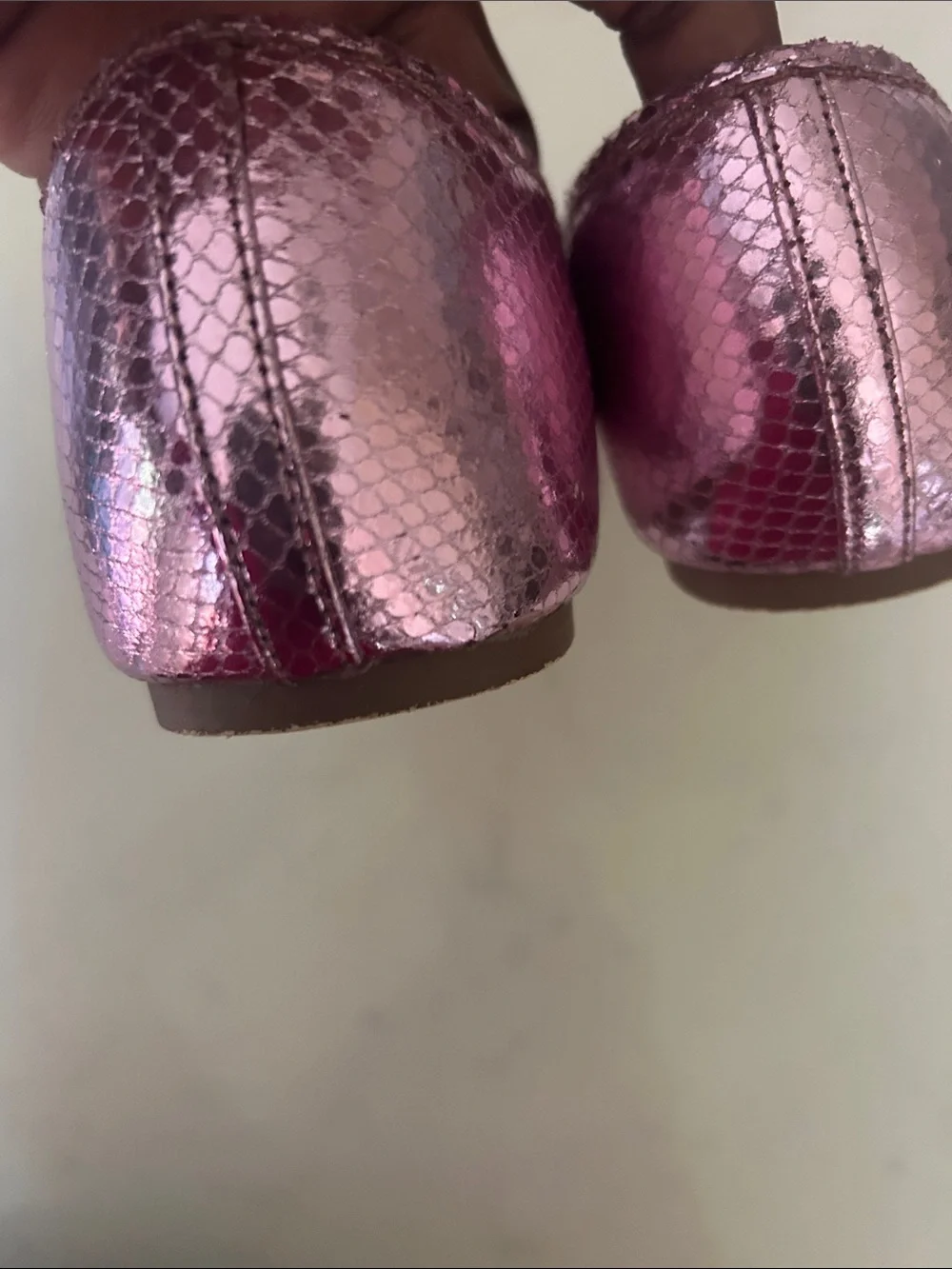 greendog Girls' Metallic Pink Bow Ballet Flats